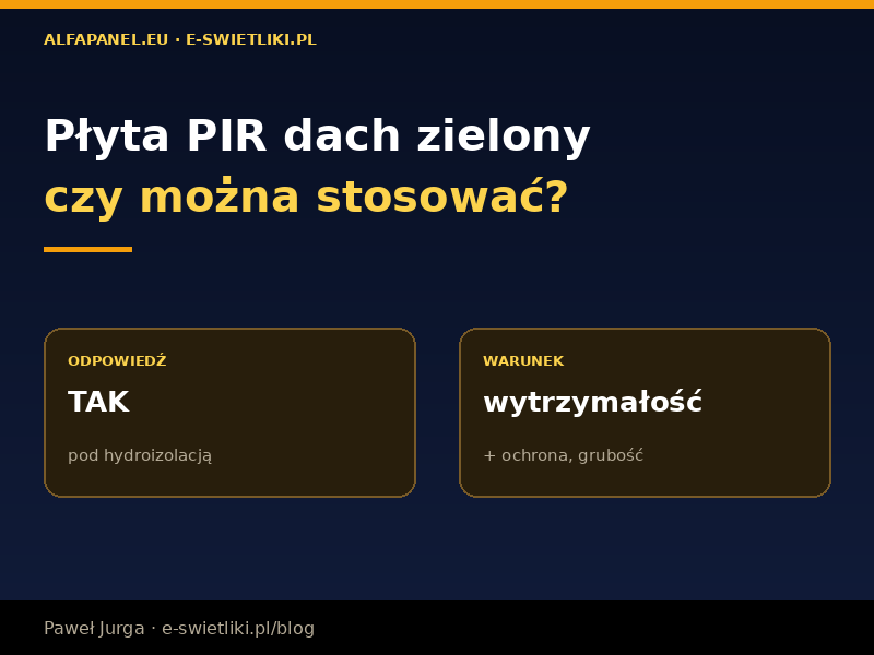 Płyta PIR dach zielony – czy można stosować?